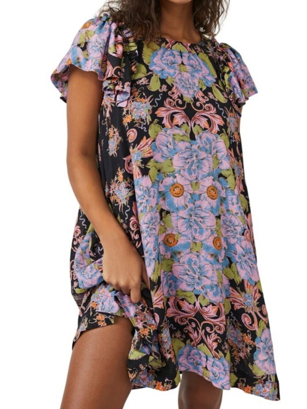 FREE PEOPLE Yara Printed Mini Dress / Twilight Combo Size M